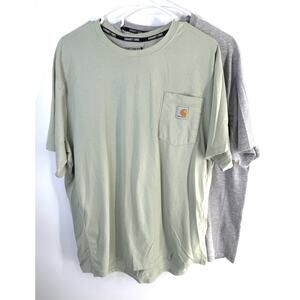 2 Carhartt Force Mens Bundle Tee Shirt Relaxed Fit XL Gray Green